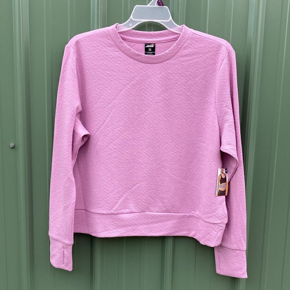 Women's Textured Active Tee Lightweight Sweatshirt with Long Sleeves, Size XXL